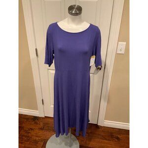 Eileen Fisher Purple/Blue A-Line Half Sleeve  Dress, Size Large